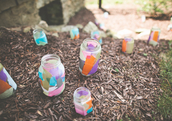 Tissue Paper Mason Jar Lanterns