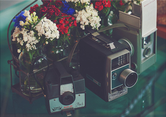 vintage cameras and florals