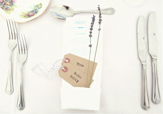 custom printed menus and kraft place tags