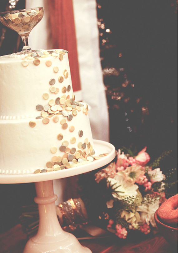 cocktail glass topper and gold confetti