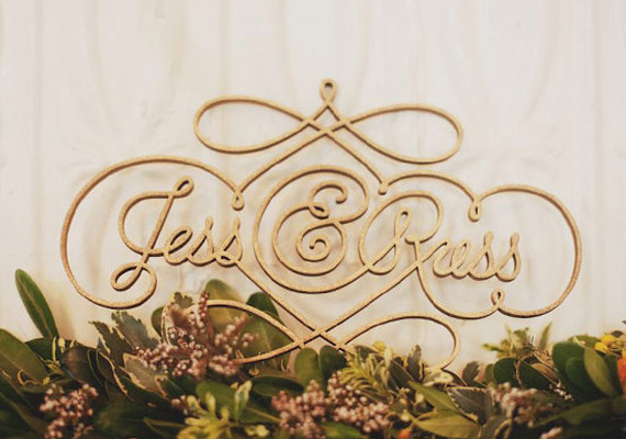 Jessica Hische laser cut wedding sign
