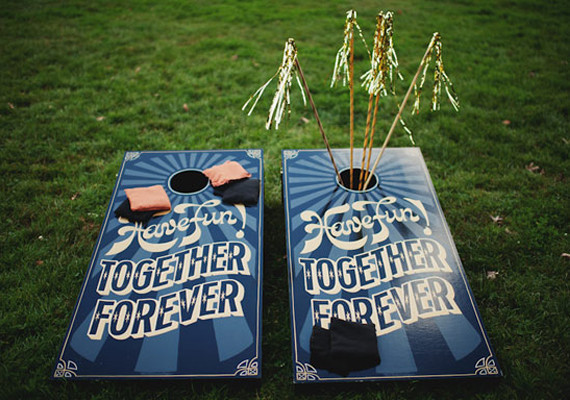 Blue and Silver Cornhole
