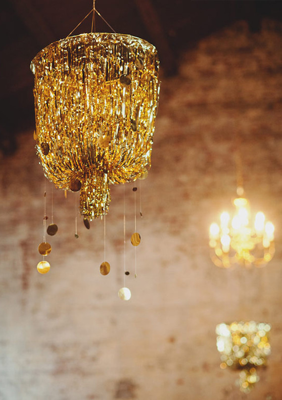 mylar-fringe chandeliers