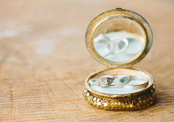 sequin circle clutch with wedding rings