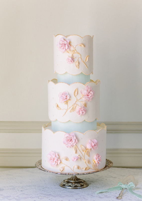 Romantic sugar flower wedding cake