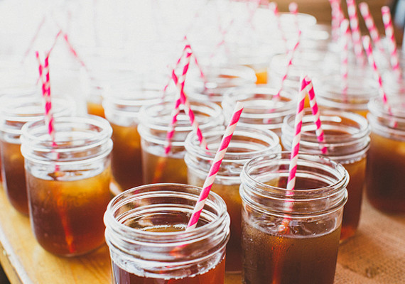 Mason Jar Sweet Tea with Pink Striped Straws
