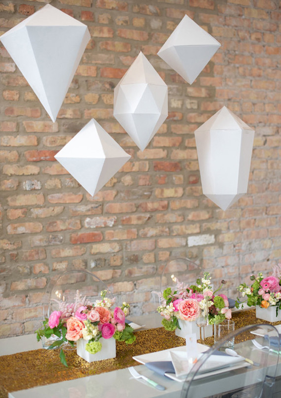 White Hanging Paper Geometric Shapes