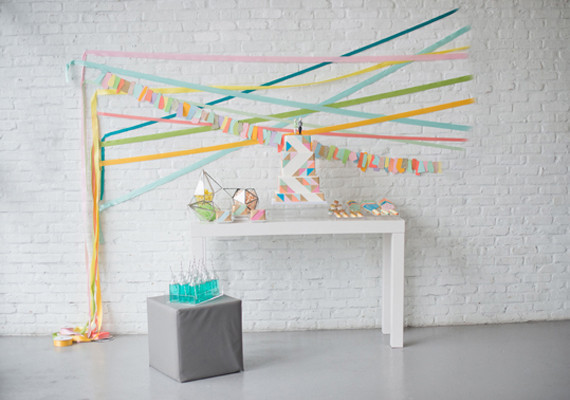 Pastel Geometric Wedding Cake Table
