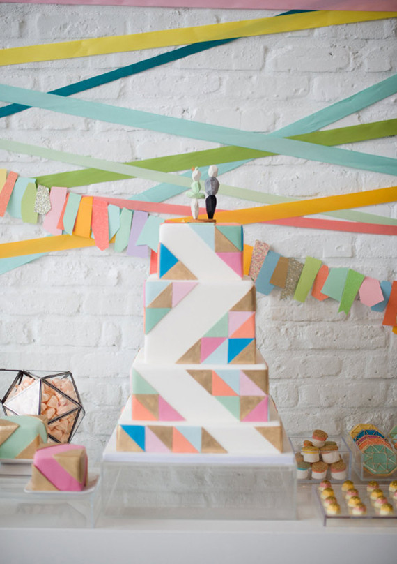Pastel Geometric Wedding Cake