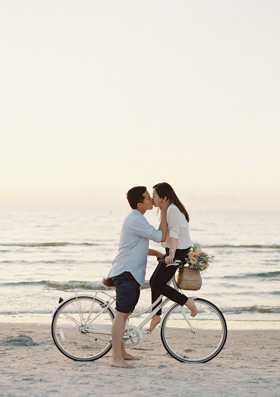Beach Bike Engagement Shoot