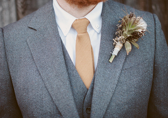 Heather Gray Suit and Champagne Tie