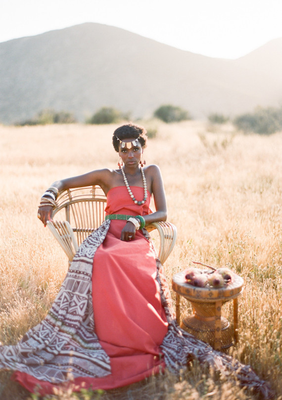 African Inspired Print and Coral Dress