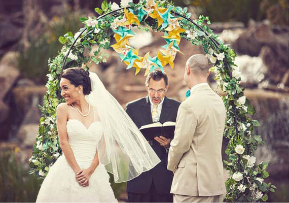 Greenery Arch with Origami Wreath