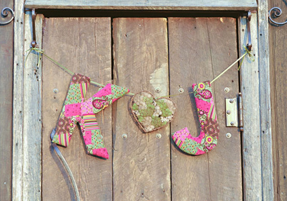 Pink and Green Patchwork Couple Monograms