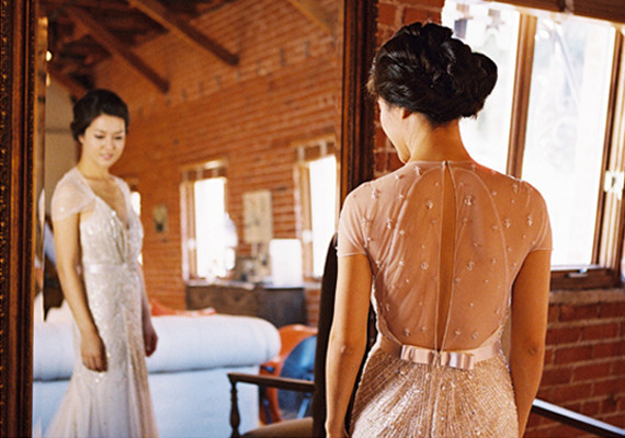 Jenny Packham sheer cut-out dress back and cap sleeves