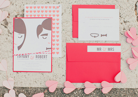 Valentine's Day Elopement Illustrated Invitations