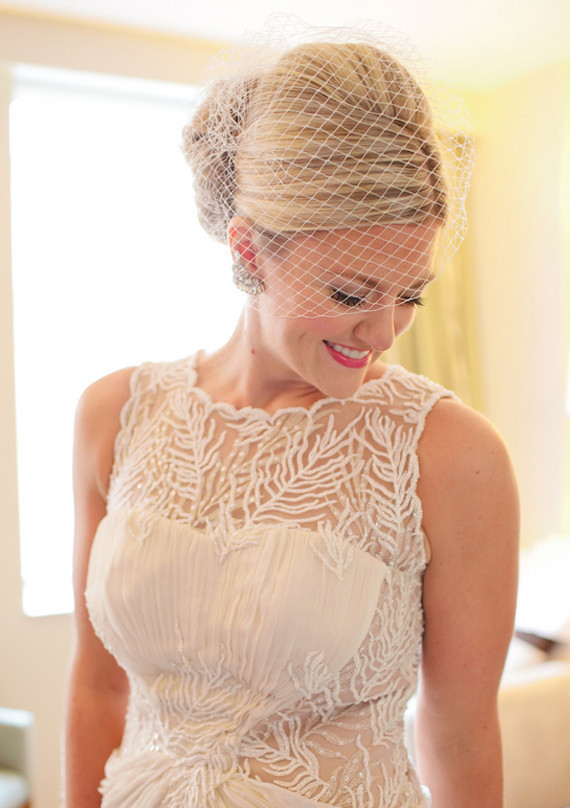 Tadashi Shoji Gown with Birdcage Veil