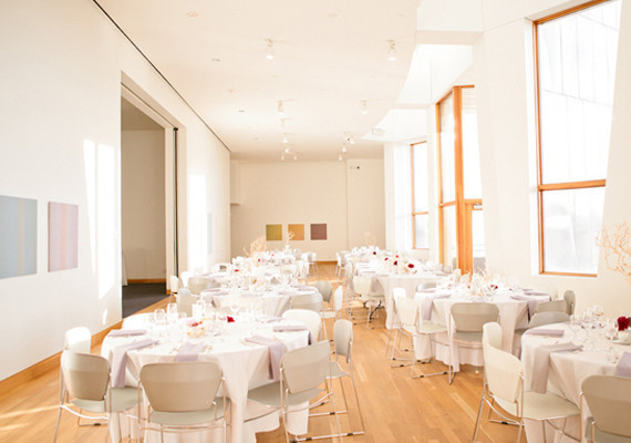 All White Linen Reception with Pops of Crimson