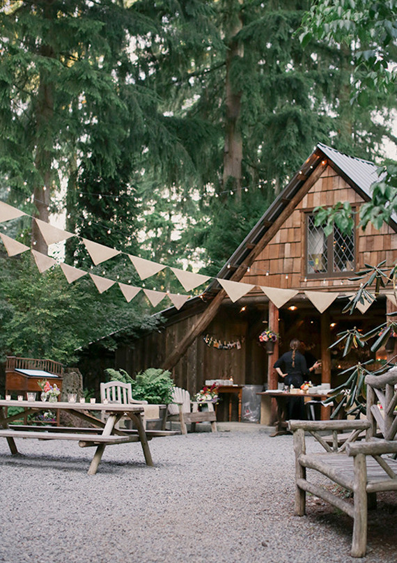 Outdoor Barn Wedding with Bunting Garland