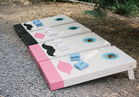 DIY Moustache and Lips Cornhole