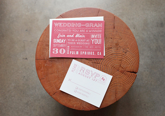 Red Postcard Style Modern Invitations