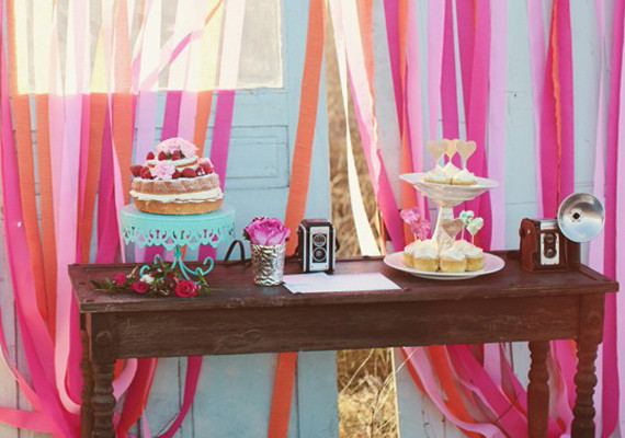 Pink and Blue Bohemian Dessert Table
