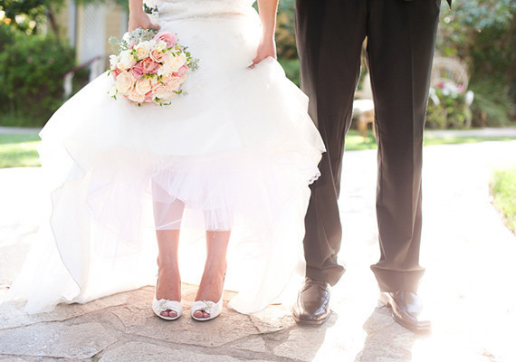Classic California Garden Estate Wedding Couple Shoes
