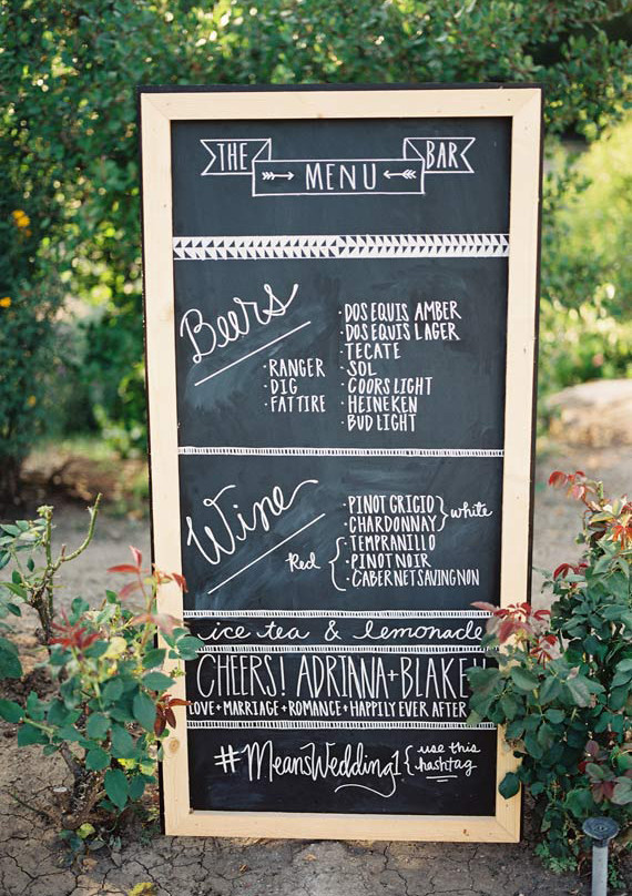 Handwritten Freestanding Chalkboard Bar Menu