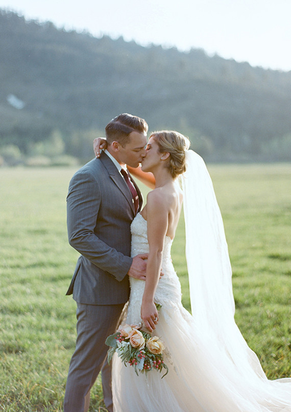 Vera Wang Gown and Gray Hugo Boss Suit