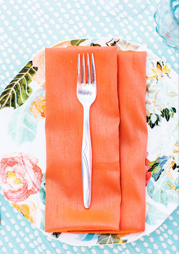 Orange Napkin on Floral Anthropologie Plate