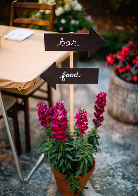Potted Stock Bar and Food Chalkboard Directional Signs