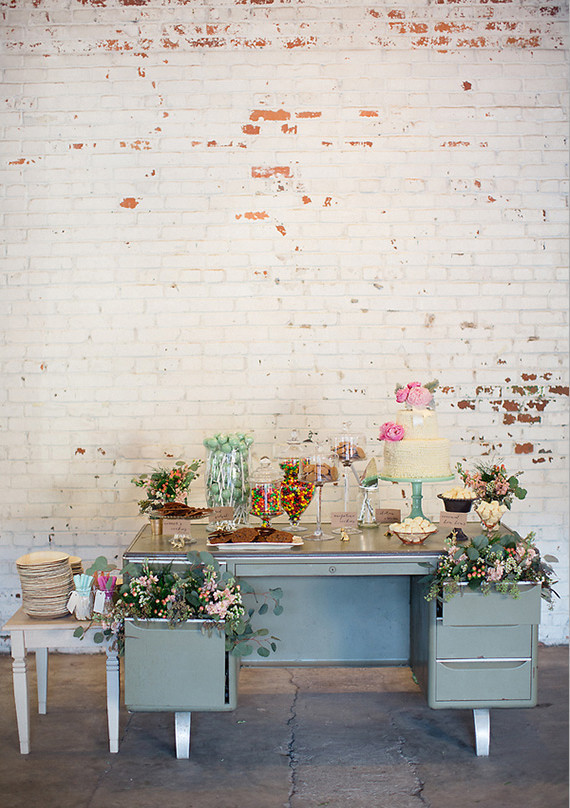 Old School Desk Dessert Table with Drawer Arrangements
