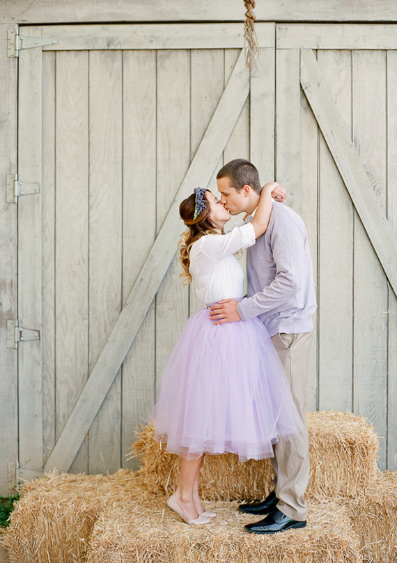 Purple Tulle Skirt and Kissing on the Hay