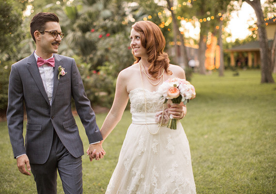 French Connection Suit and Casablanca Bridal Gown