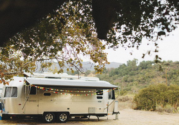 trailer with colorful bunting