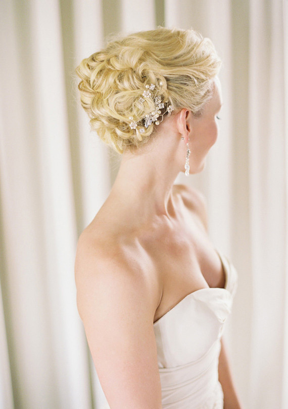 Watters Lasara Strapless Gown and Braided Updo