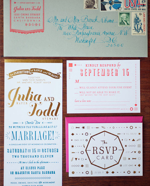 Vintage Santa Barbara Wedding Invitation