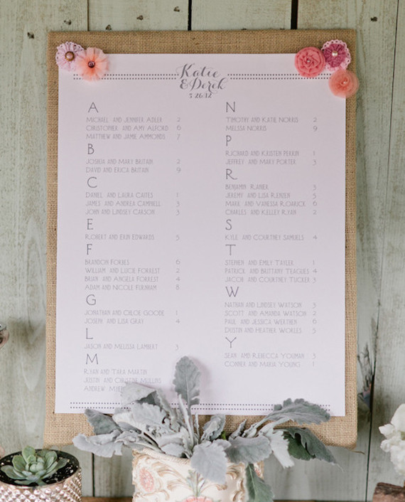 Escort Cards Wedding Inspiration