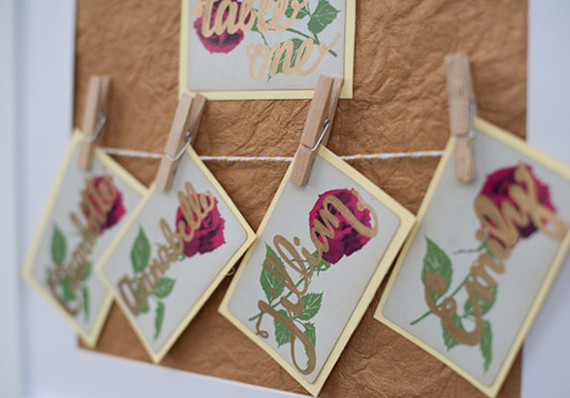 Floral escort cards