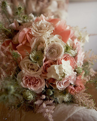 Pink and green bouquet