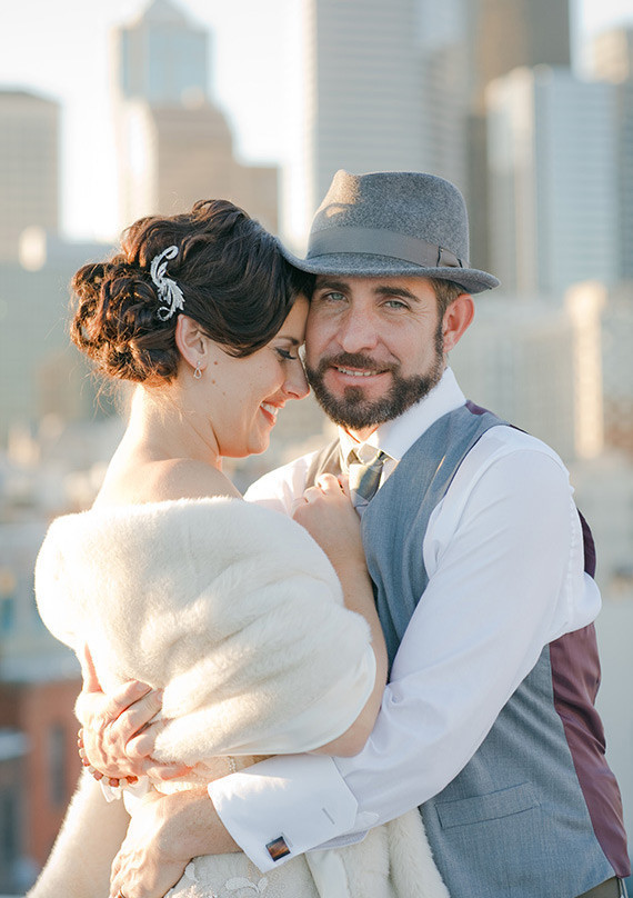 Vintage Glam Seattle Wedding Portrait