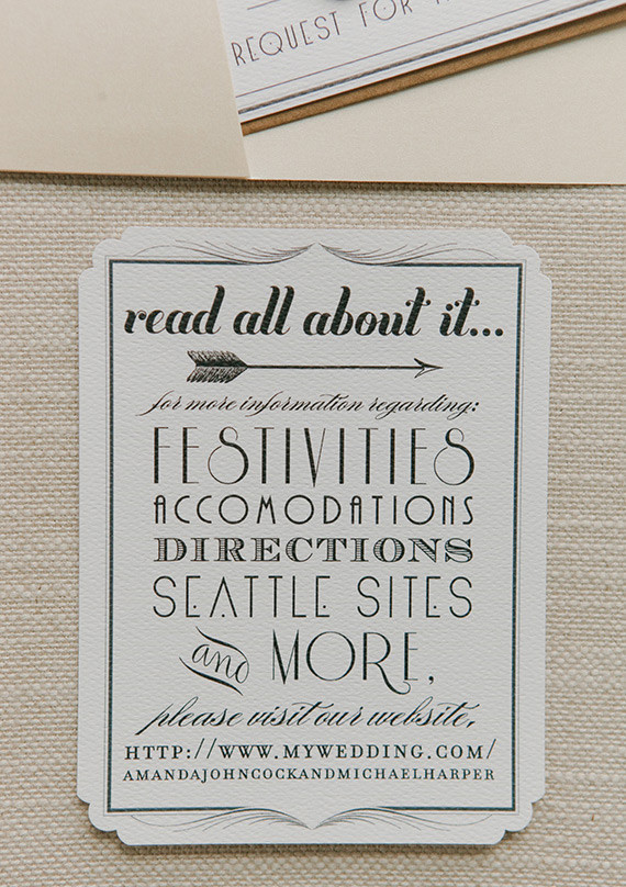 Vintage Glam Seattle Wedding Invitation