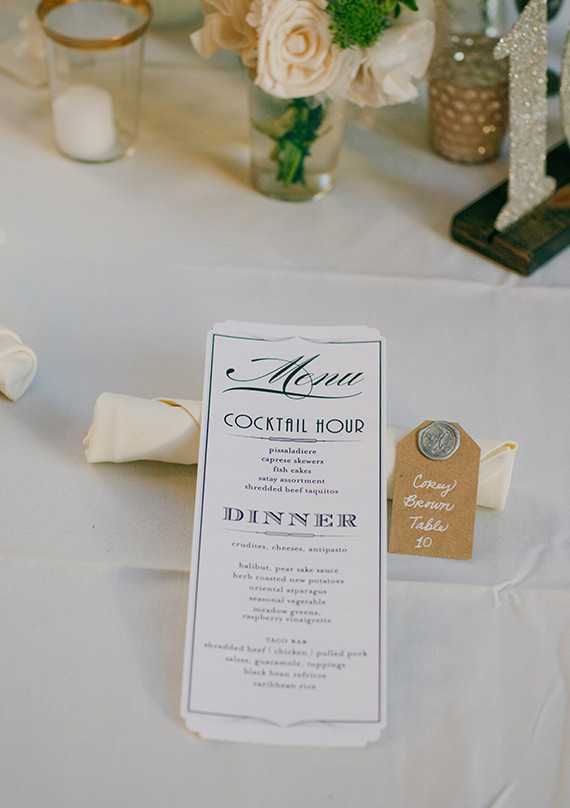 Vintage Glam Seattle Wedding Menu