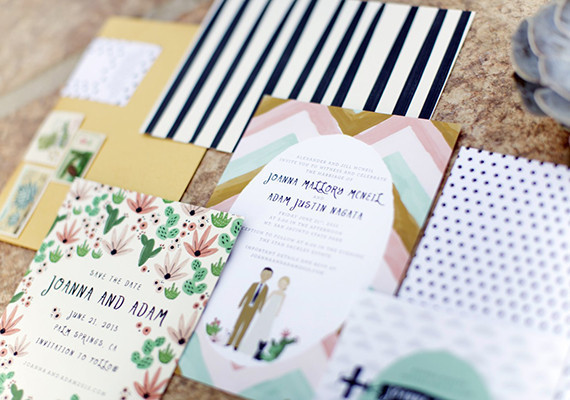 Colorful Palm Springs Wedding Invitation Set Inspiration