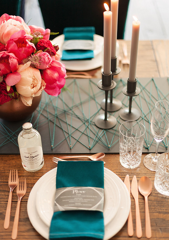 urban chic wedding place setting