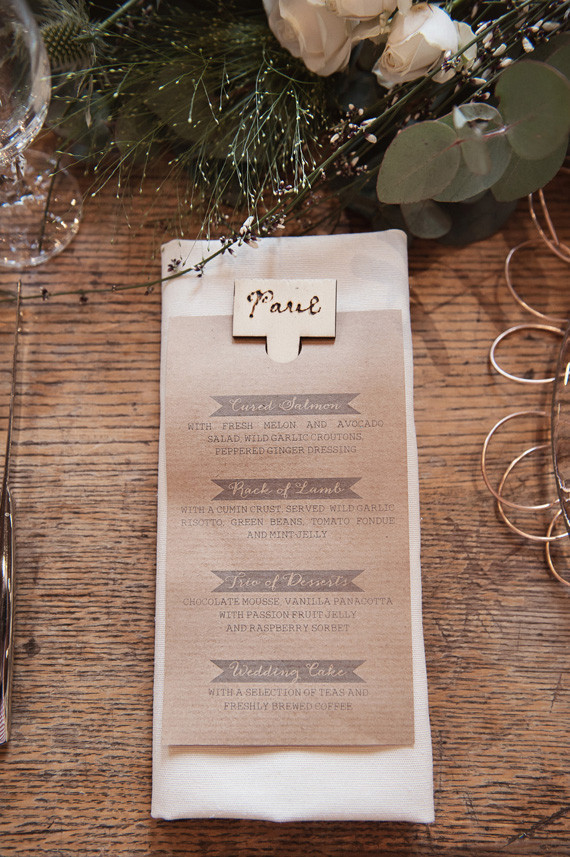 Organic menu with wooden name card