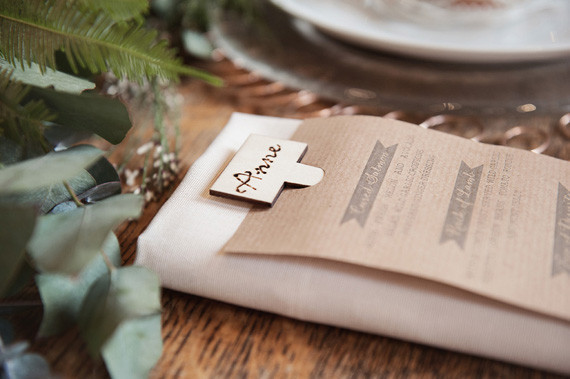 Organic menu with wooden place card