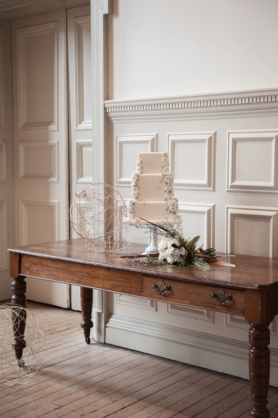 White cake with flower decor