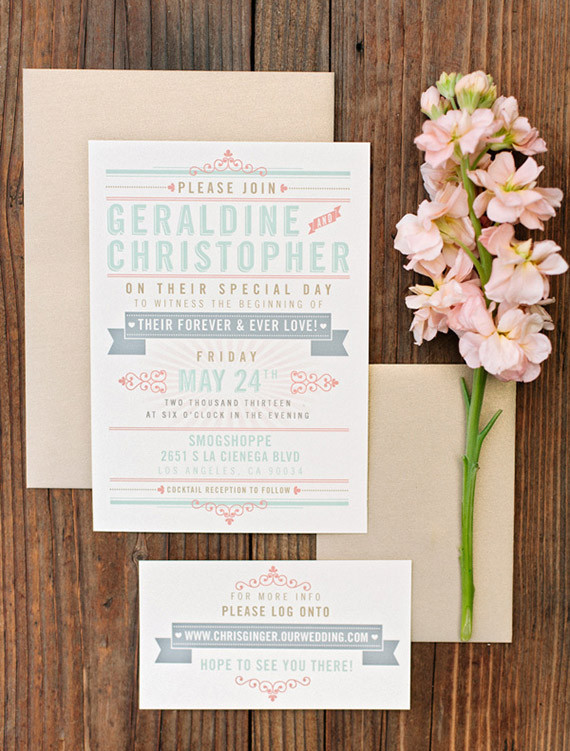 Whimsical Smog Shoppe Wedding Invitation