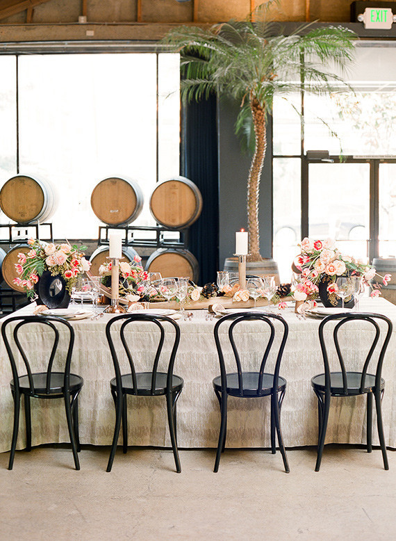 Romantic modern wedding tablescape